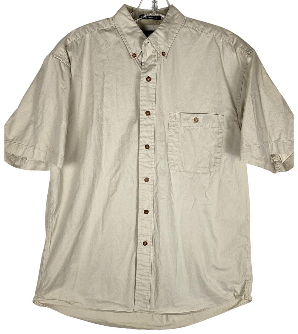 Ultra Club Tan Button Down Shirt Mens M Pocket Preppy Classic Capsule Neutral